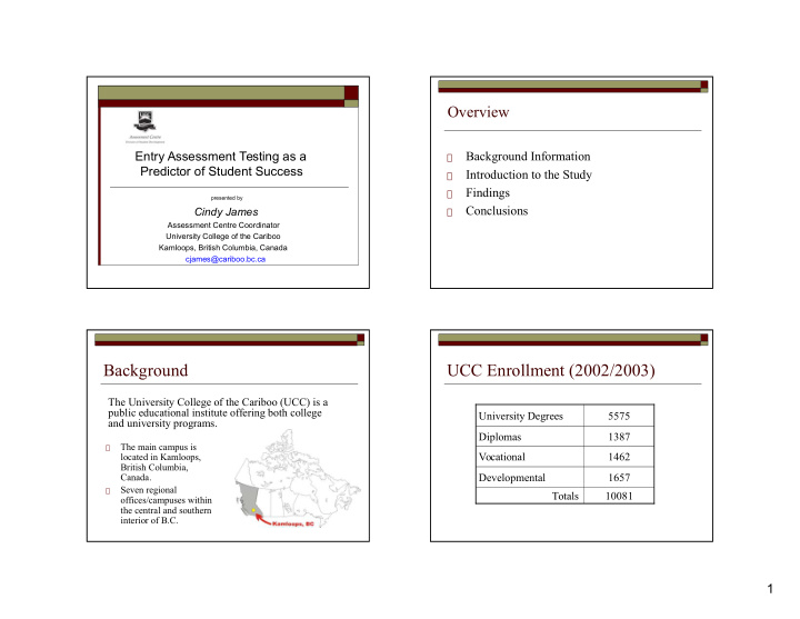 background ucc enrollment 2002 2003