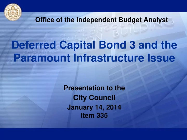 deferred capital bond 3 and the paramount infrastructure