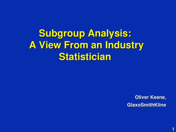 subgroup analysis subgroup analysis a view from an