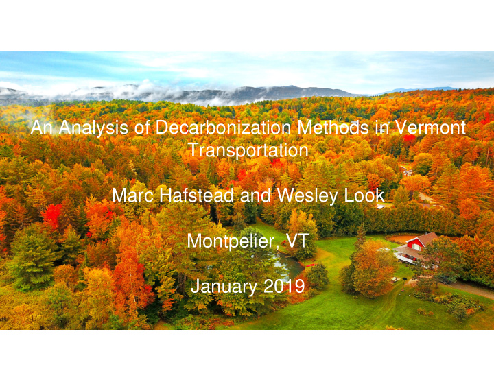 an analysis of decarbonization methods in vermont