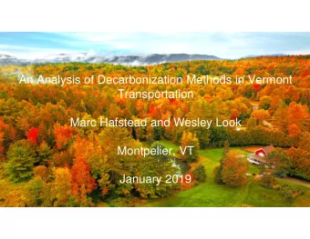 An Analysis of Decarbonization  Methods in Vermont  An Analysis of Decarbonization Methods in