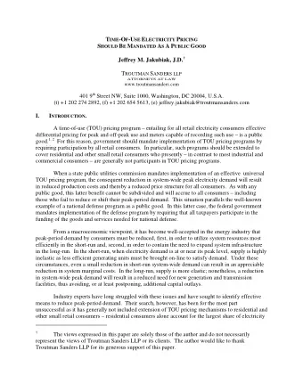 T IME -O F -U SE E LECTRICITY P RICING S HOULD B E M ANDATED A S A P UBLIC G OOD Jeffrey M.