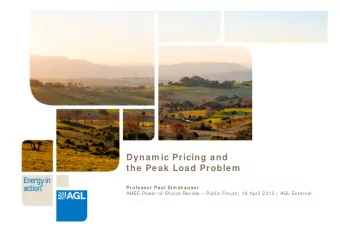 Dynam ic Pricing and  the Peak Load Problem  Professor Paul Sim shauser  AMEC Power of Choice