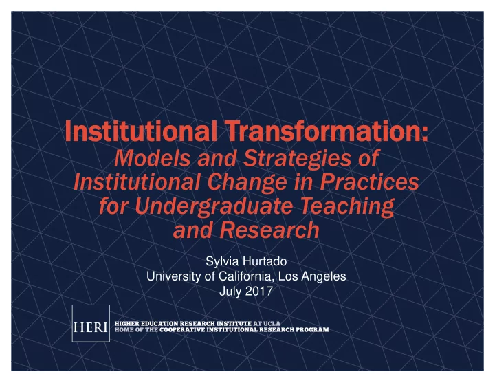 in institutional titutional tra ransf sforma ormation