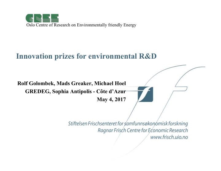 innovation prizes for environmental r d