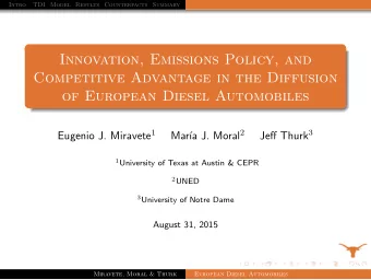 Innovation, Emissions Policy, and  Competitive Advantage in the Diffusion  of European Diesel