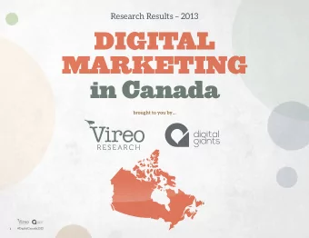 DIGITAL  MARKETING  in Canada  brought to you by  #DigitalCanada2013  1 Digital Marketing  has