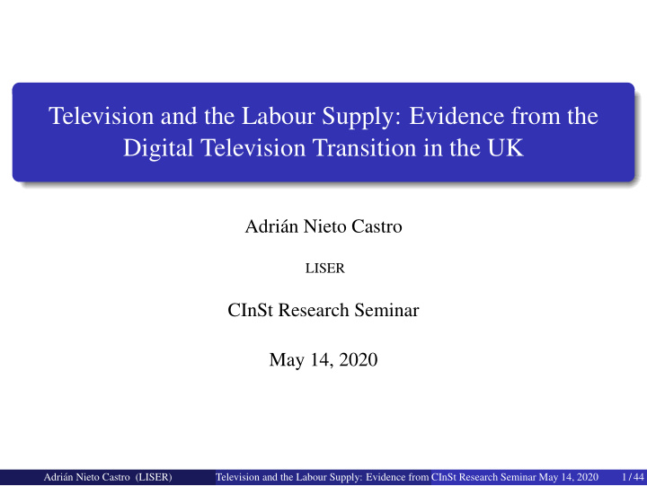 television and the labour supply evidence from the