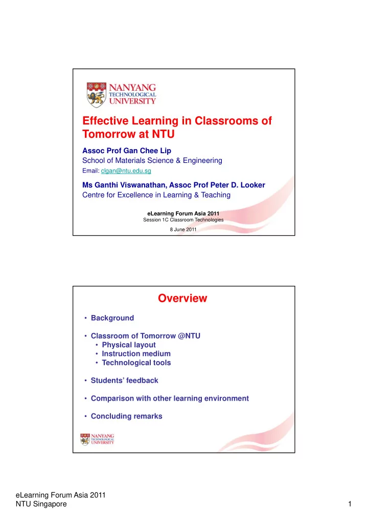 effective learning in classrooms of effective learning in