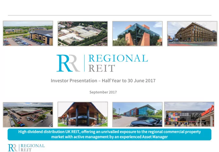 investor presentation half year to 30 june 2017