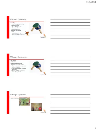 11/5/2018  A Thought Experiment  Your day  Meet with Students/Families  Respond to