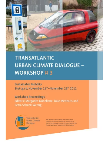 TRANSATLANTIC  URBAN CLIMATE DIALOGUE  WORKSHOP # 3  Sustainable Mobility Stuttgart, November 2