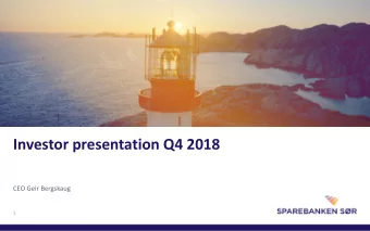 Investor presentation Q4 2018  CEO Geir Bergskaug  1  Well positioned in a region with positive