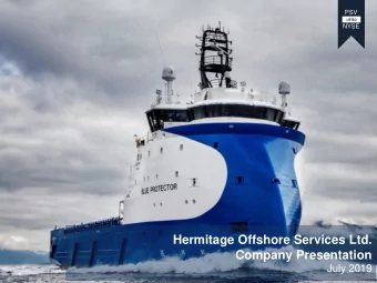 Hermitage Offshore Services Ltd.  Company Presentation  July 2019  1  1  Disclaimer and