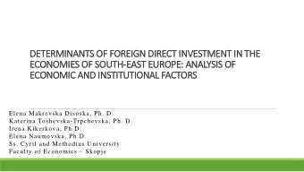DETERMINANTS OF FOREIGN DIRECT INVESTMENT IN THE  ECONOMIES OF SOUTH-EAST EUROPE: ANALYSIS OF