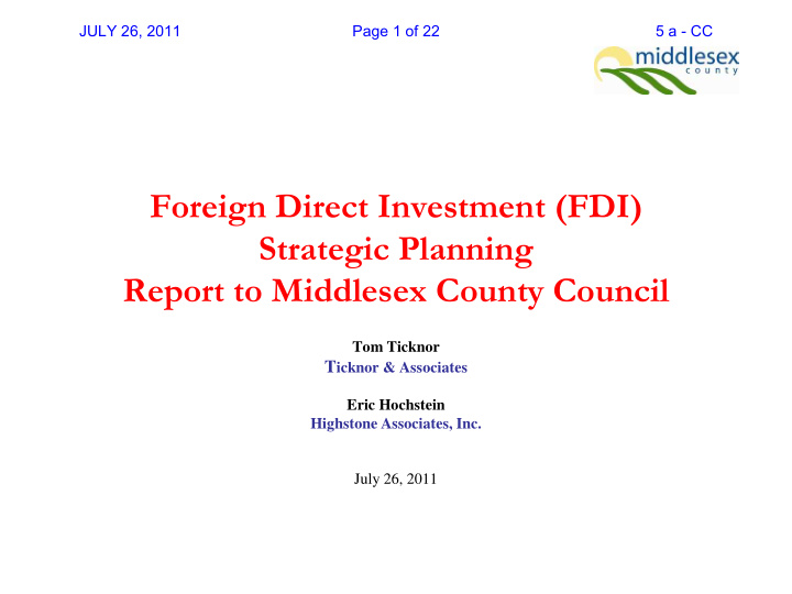 foreign direct investment fdi strategic planning report