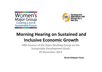 Morning  Hearing  on  Sustained  and   Inclusive  Economic  Growth