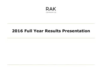 2016 Full Year Results Presentation  Disclaimer  This information contained in the enclosed