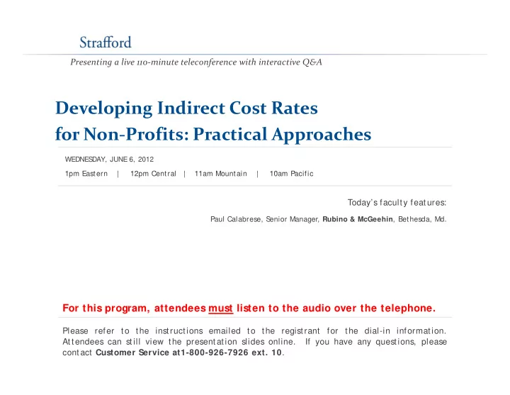 developing indirect cost rates for non profits practical