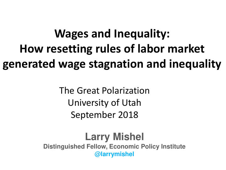 wages and inequality