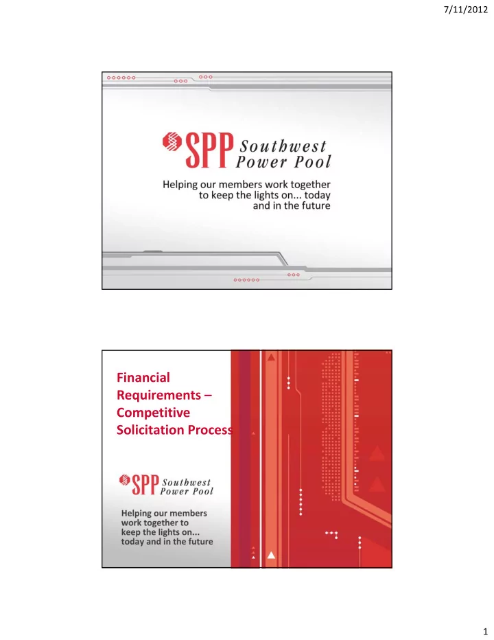 financial requirements competitive solicitation process