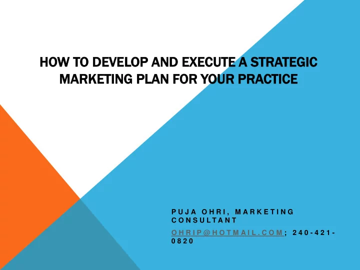 ho how to devel elop op and nd execute ute a strategic