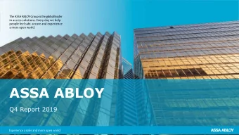 ASSA ABLOY  Q4 Report 2019  Public  Stable growth and strong  EBIT in Q4 2019  Organic sales