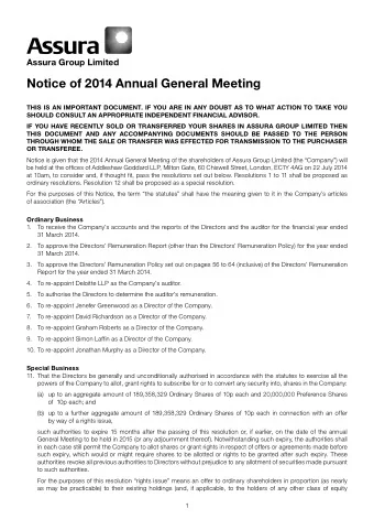 Notice of 2014 Annual General Meeting  THIS IS AN IMPORTANT DOCUMENT. IF YOU ARE IN ANY DOUBT AS TO