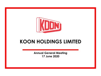 KOON HOLDINGS LIMITED  Annual General Meeting  17 June 2020  Board of Directors / Non-Executive