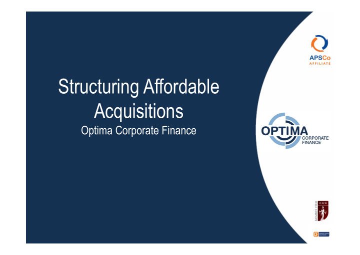 structuring affordable acquisitions