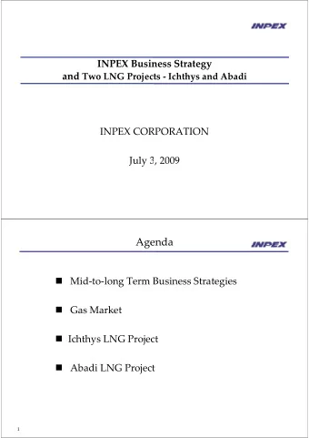 Age  Age  enda  enda  Mid  to  long Term B Business Strategies  Gas Market  Ichthys