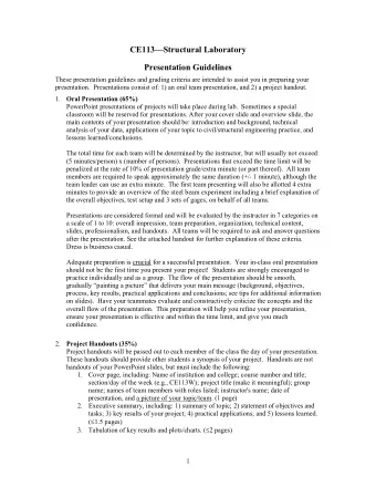 CE113Structural Laboratory  Presentation Guidelines  These presentation guidelines and grading