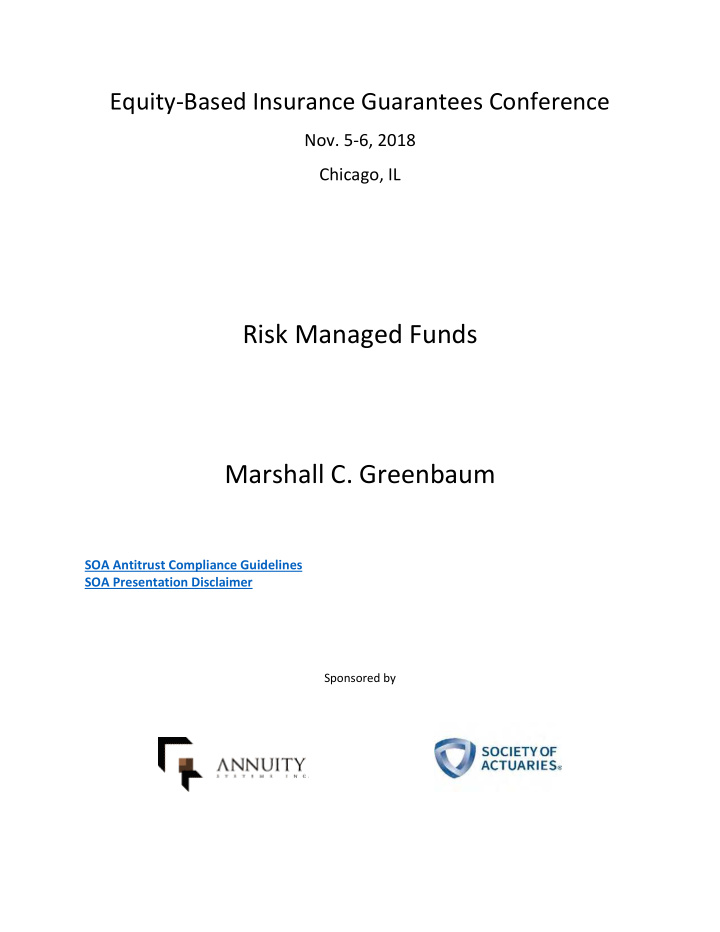 risk managed funds marshall c greenbaum