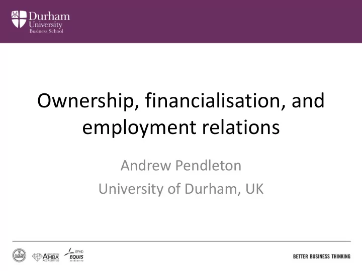 ownership financialisation and