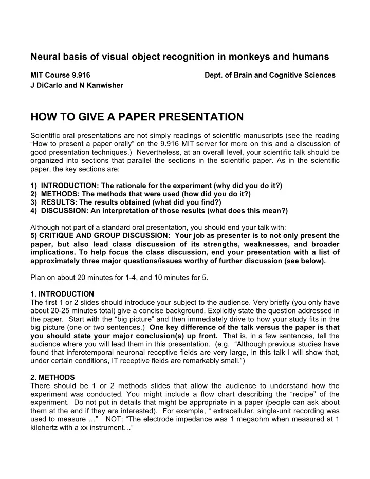 how to give a paper presentation
