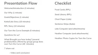 Presentation Flow  Checklist  Welcome/Introduction (2 minutes)  Food Cards (RPL)  Our Why (1