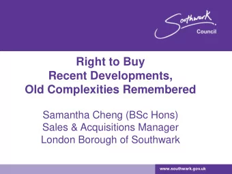 Recent Developments,  Old Complexities Remembered  Samantha Cheng (BSc Hons)  Sales &amp;