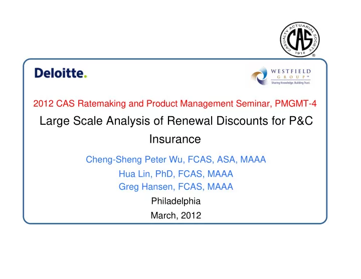 large scale analysis of renewal discounts for p c