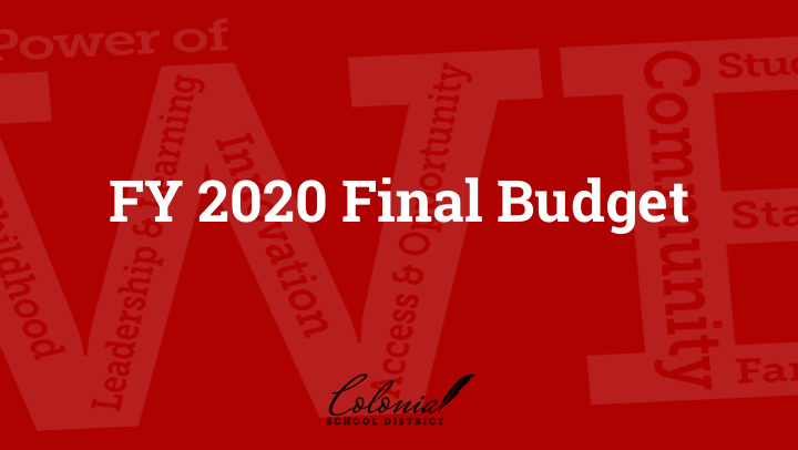fy 2020 final budget overview