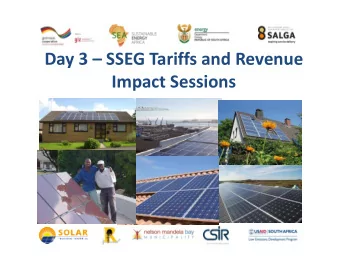 Day 3  SSEG Tariffs and Revenue  Impact Sessions  Nelson Mandela Bay  Metropolitan Municipality