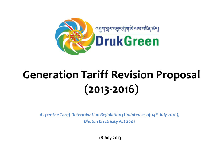 generation tariff revision proposal