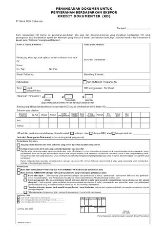PENANGANAN DOKUMEN UNTUK  Dan jika anda bukan merupakan bank yang dicalonkan (yaitu KD dilarang),