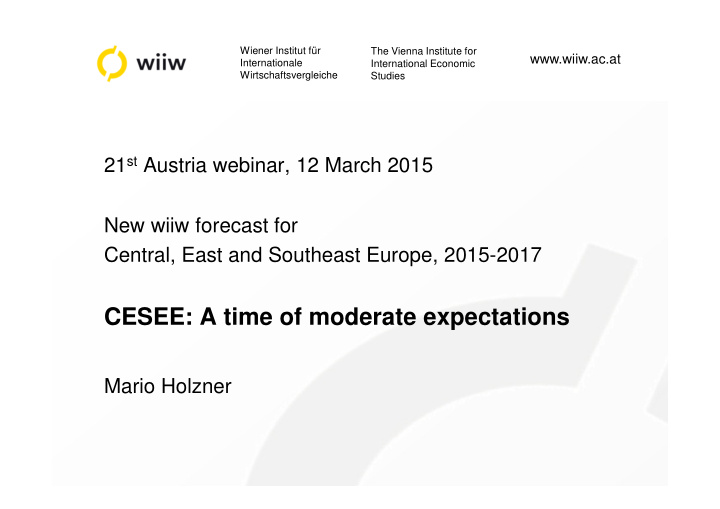 cesee a time of moderate expectations