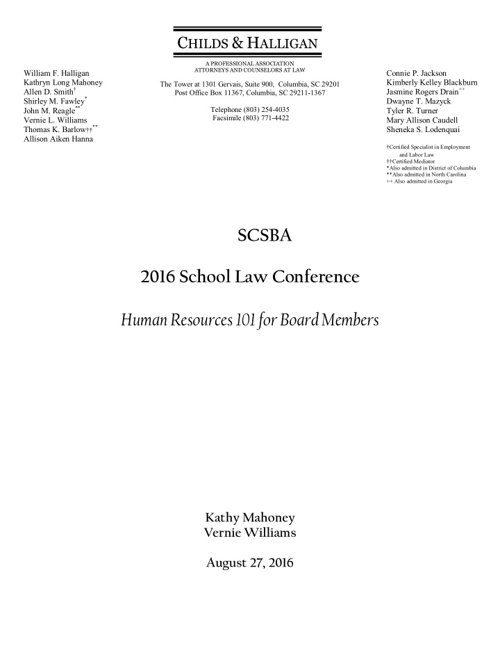 scsba 2016 school law conference human resources 101 for