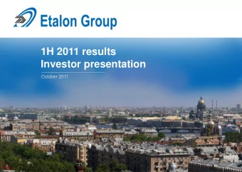 1H 2011 results  Investor presentation  October 2011  Disclaimer  IMPORTANT: You must read the