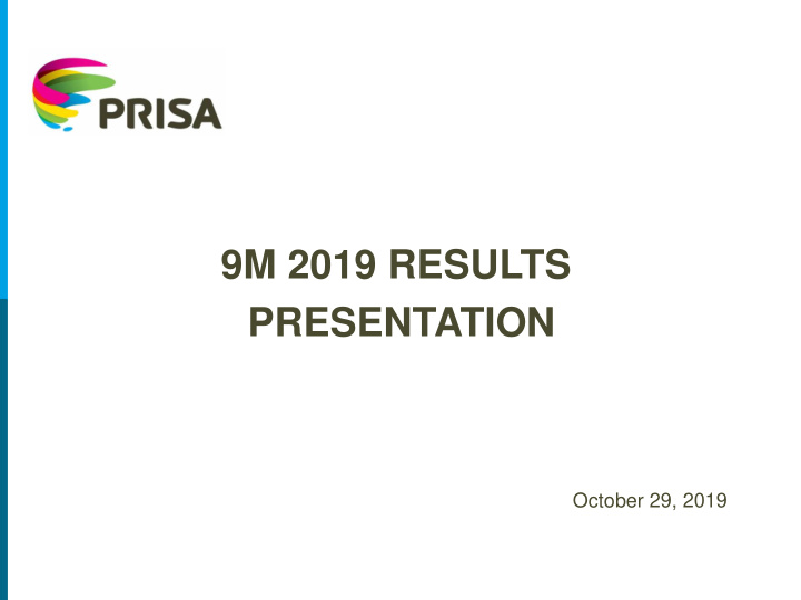 9m 2019 results presentation