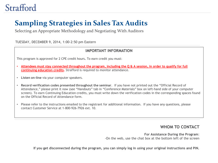 sampling strategies in sales tax audits
