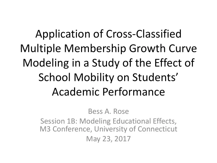 application of cross classified