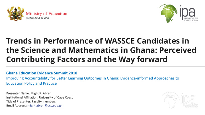 trends in performance of wassce candidates in the science