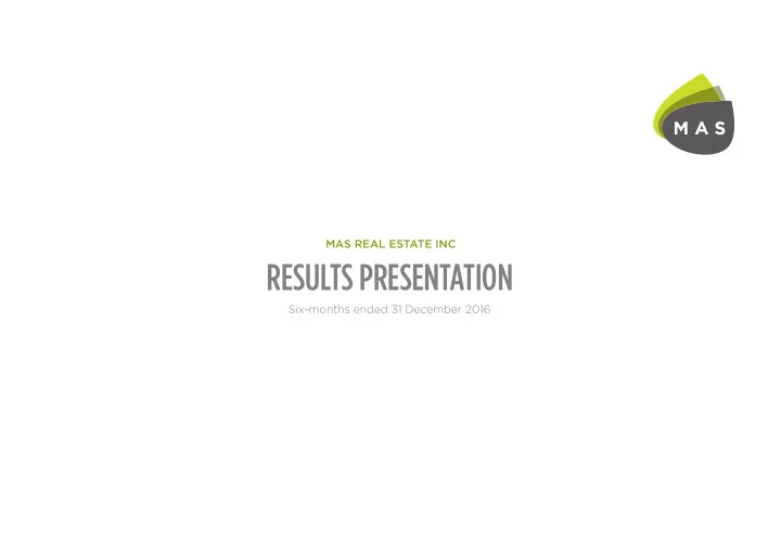 results presentation